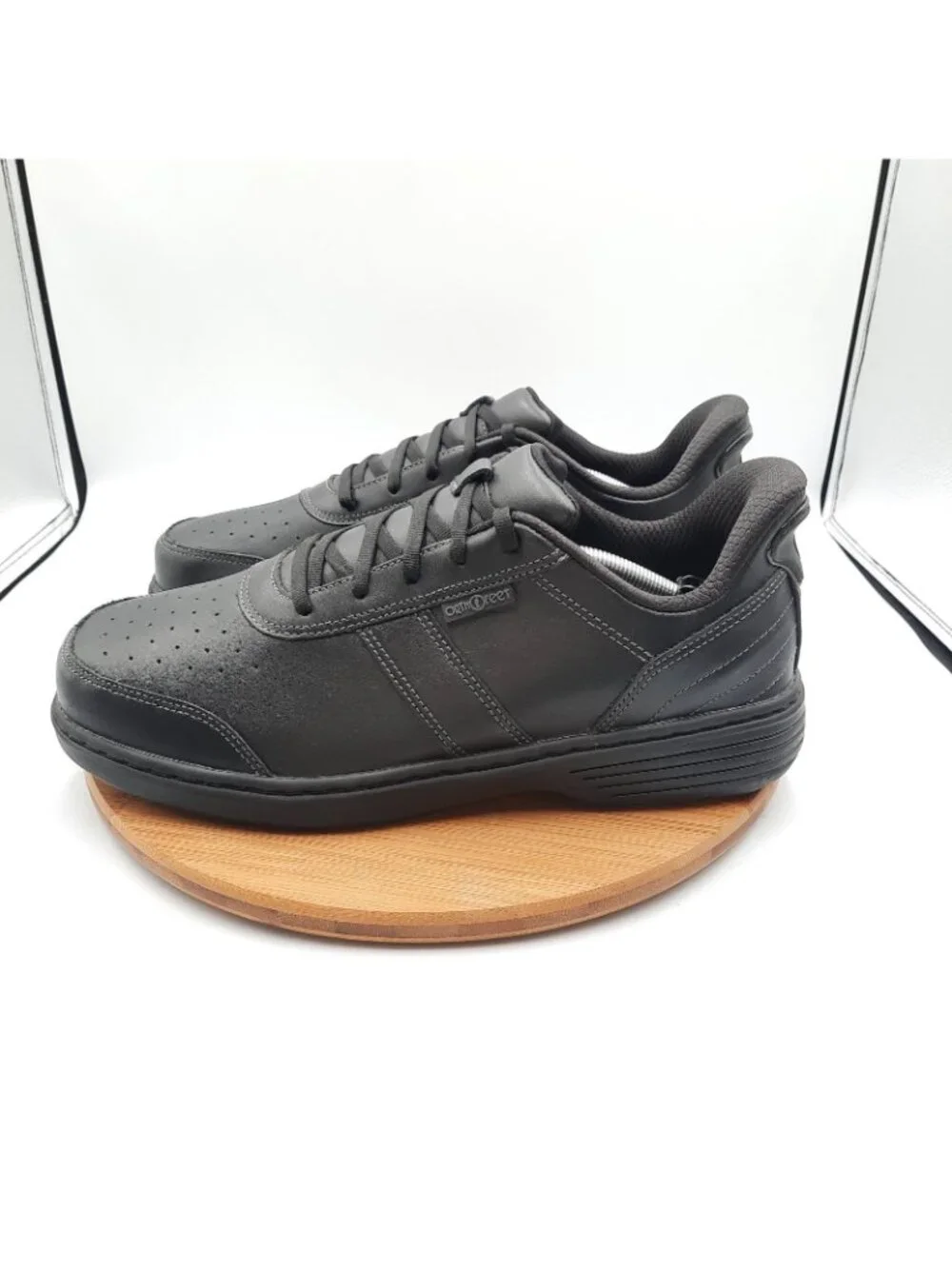 Orthofeet Pierre Mens Size 12 2E Wide Shoes Black Leather Hands Free Sneakers